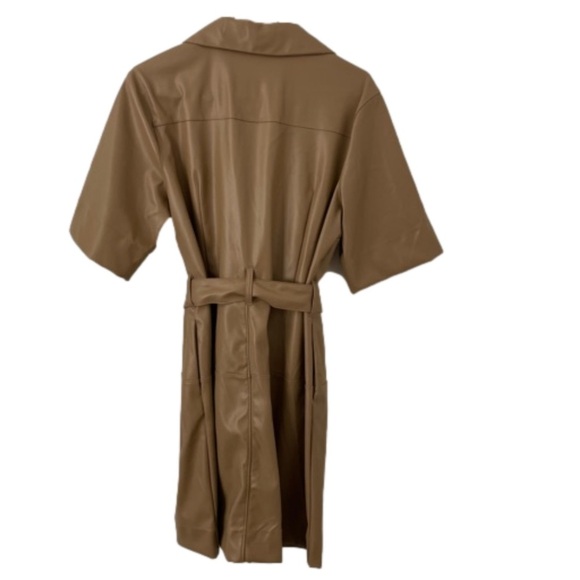 A New Day NWOT Faux Leather Mini Dress With Belt Size Medium Pockets Collar - Picture 4 of 8